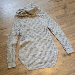 Poof! Knit Cowl Neck Sweater - Light Gray